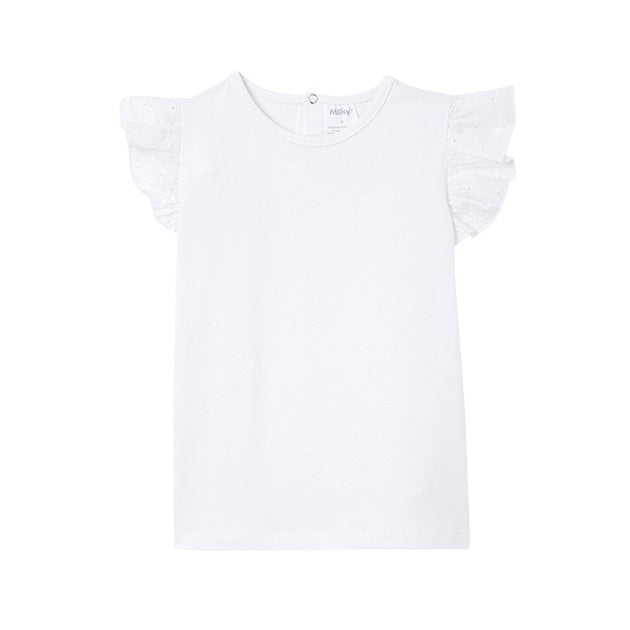 MILKY | White Broderie Frill Baby Tee