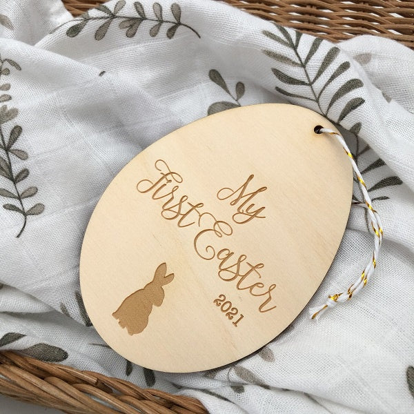 ONE.CHEW.THREE | My First Easter Milestone Plaque - Bunny Silhouette