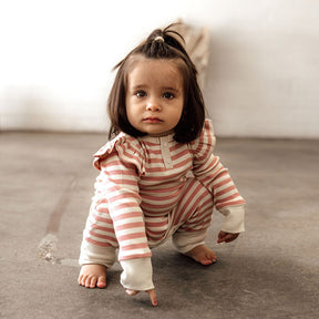 SNUGGLE HUNNY KIDS | Rose Stripe Growsuit