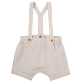 DESIGNER KIDZ | Finley Linen Suspender Shorts - Sand