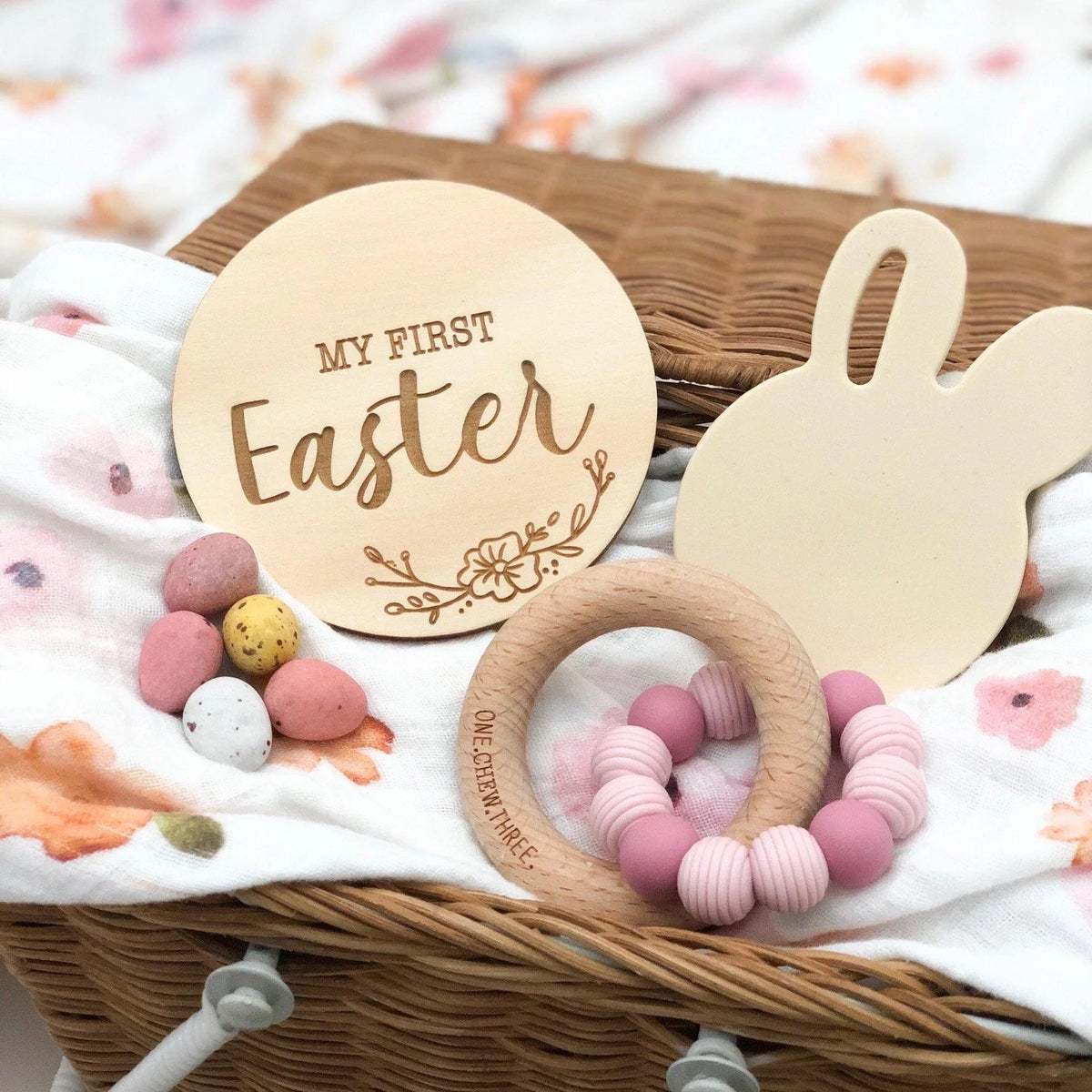 ONE.CHEW.THREE | My First Easter Milestone Plaque - Vintage Floral
