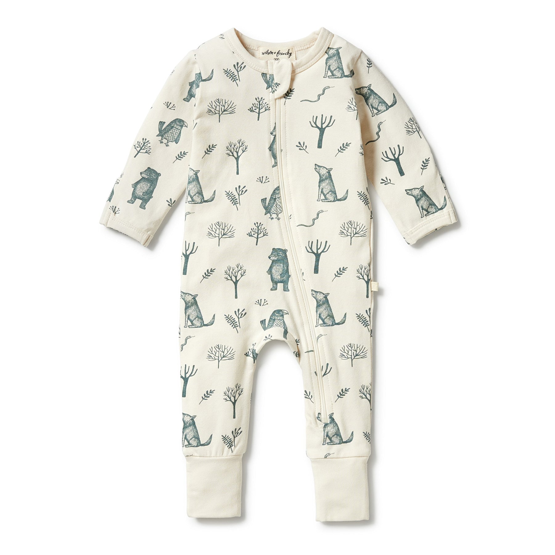 WILSON + FRENCHY | Organic Zipsuit with Feet The Woods
