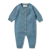 WILSON + FRENCHY | Knitted Button Growsuit Bluestone
