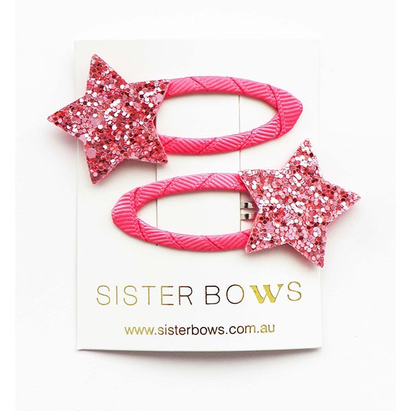 SISTER BOWS | Clippies (Pair) Pink Star